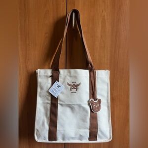 MCM Parfums Iconic Brown & Cream Canvas Tote Bag. New With Tags!